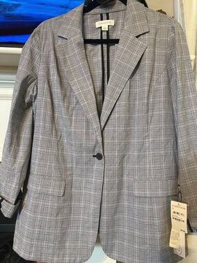 Nordstrom Gray Plaid Single-Button Blazer- XL - NWT